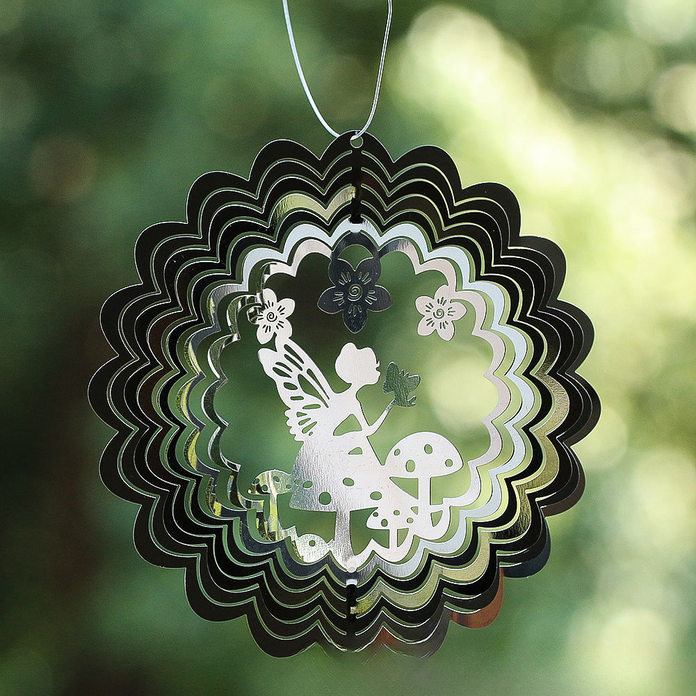 Wholesale10PCS/PACK 3D Mirror Reflection Rotating Metal Wind Chimes